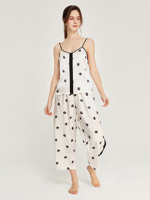 19 Momme Polka Dot Fashion Silk Camisole Set REAL SILK LIFE