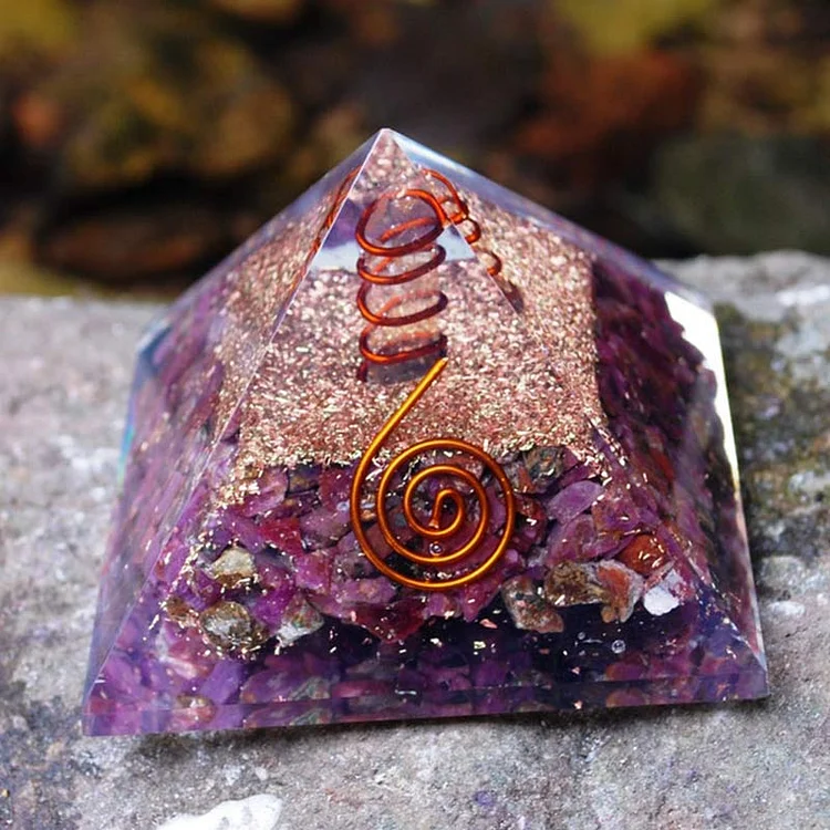 Clear Crystal Purple Jade Orgone Pyramid