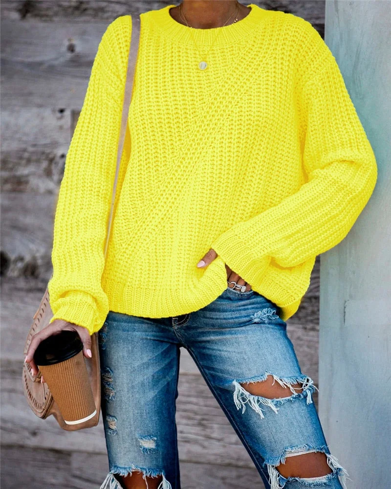 Fitshinling 2020 New Arrival Sweater Women Clothing Solid Slim Basic Jumper Knitwear Holiday Boho Autumn Winter Pullover Knitted