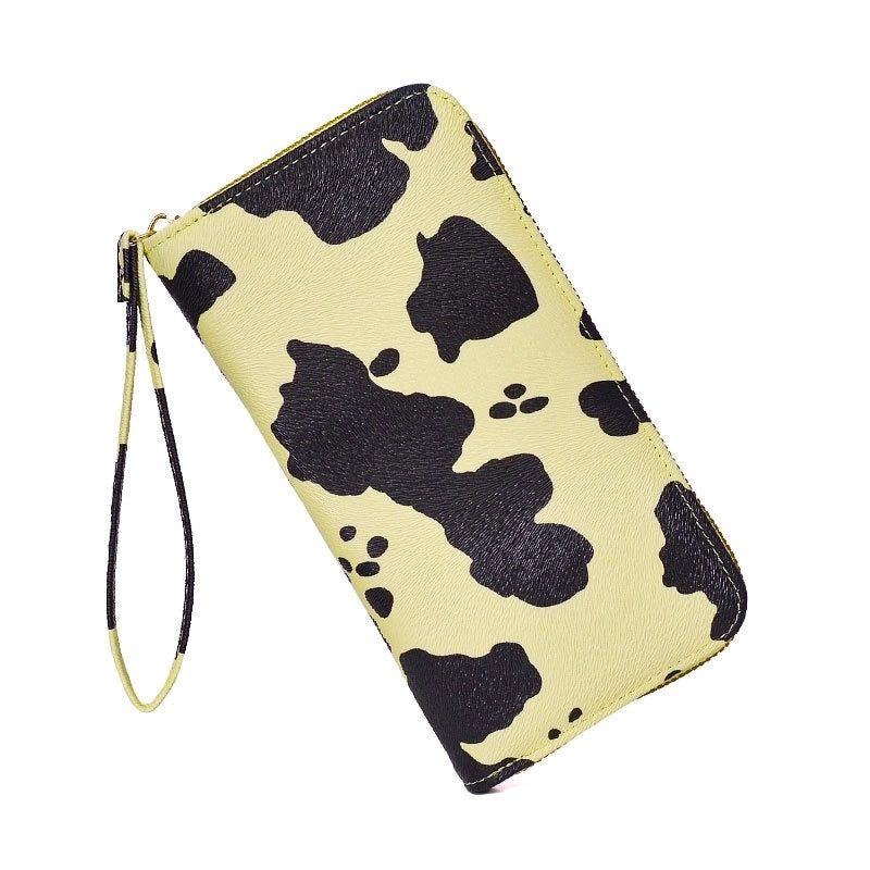 3 Pieces Women’s Cow Pattern Pu Leather Zipper Coin Purses Long Wallet