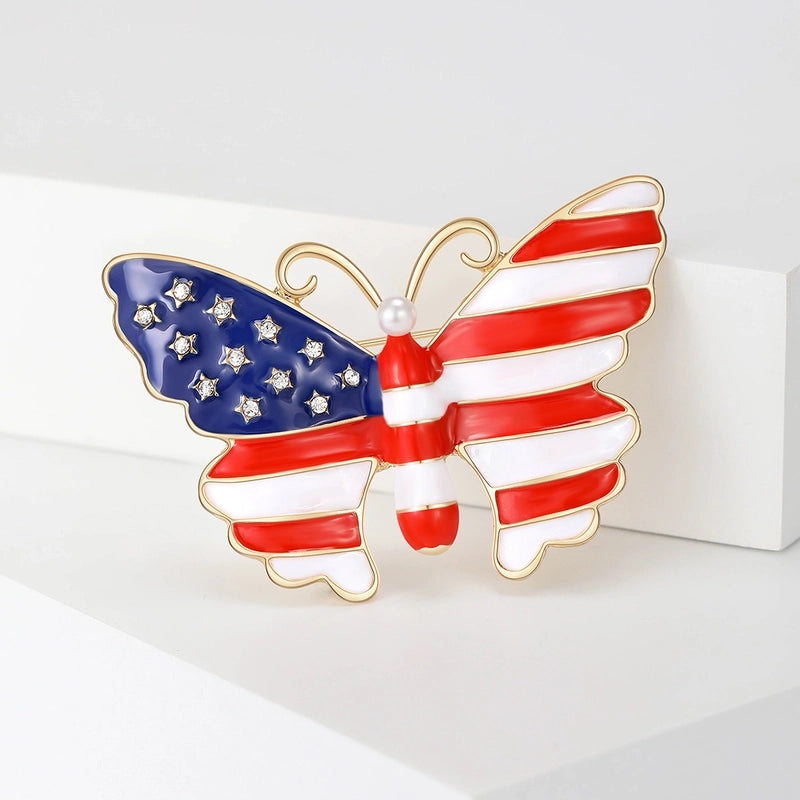 Minimalist IG Style Pin American Flag Butterfly Alloy Women’s Brooches