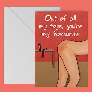 pornhint Pornhint Kinky funny card - favourite toy - adult anniversary card rude anniversary card for her flirty anniversary card BDSM birthday card for him