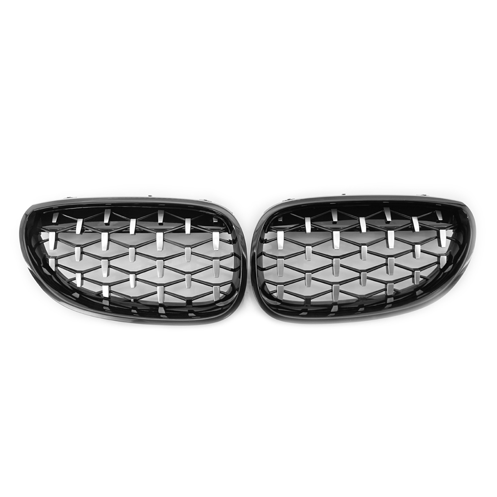 

1 Pair Diamond Look Kidney Grille Chrome+Gloss Black for BMW E60 2004-2009, 501 Original