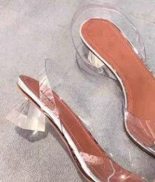 2021 Summer New Bow Sandals Women's Crystal Transparent Rhinestone High Heels Stiletto Heel