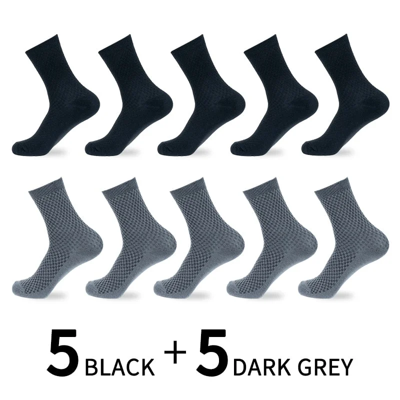 10 Pairs/Lot Men Bamboo Fiber Socks High Quality Solid Black Long Short Sock Business Casual Sports Breathable Four Seasons