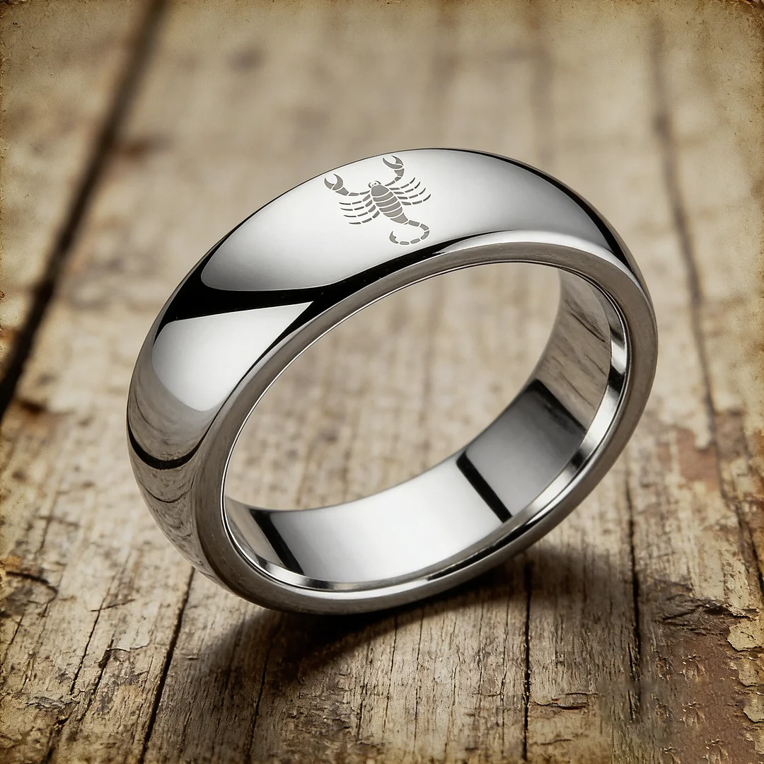 Scorpio Couples Dome Tungsten Carbide Rings Sliver Tungsten Wedding Bands for Men and Women 4MM 6MM 8MM Width