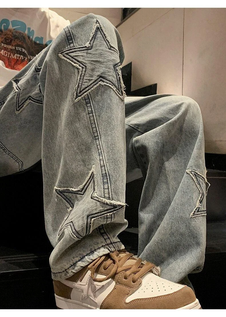 Brownm Star Embroidered Jeans