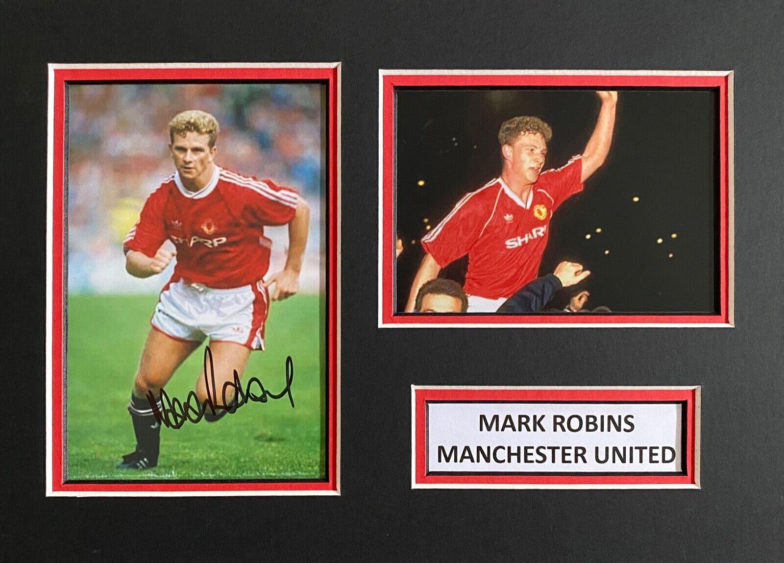 MARK ROBINS HAND SIGNED A4 MOUNT Photo Poster painting DISPLAY MANCHESTER UNITED AUTOGRAPH 1