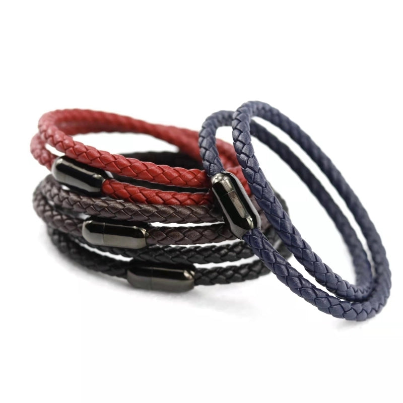 Hot Supply Stainless Steel Simple Men's Woven Double-layer Bracelet Personality Strong Magnetic All Kinds Of Titanium Steel Bracelet