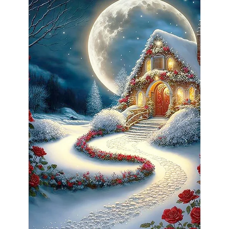 Christmas Cabin 30*40CM (Canvas) Full Round Drill Diamond Painting gbfke