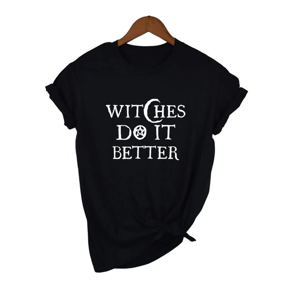 Witches Do It Better T-Shirt Black Gothic Tee Shirt Summer Fashion Tumblr Grunge Tshirts Short Sleeve O-neck Printed Tee Shirt