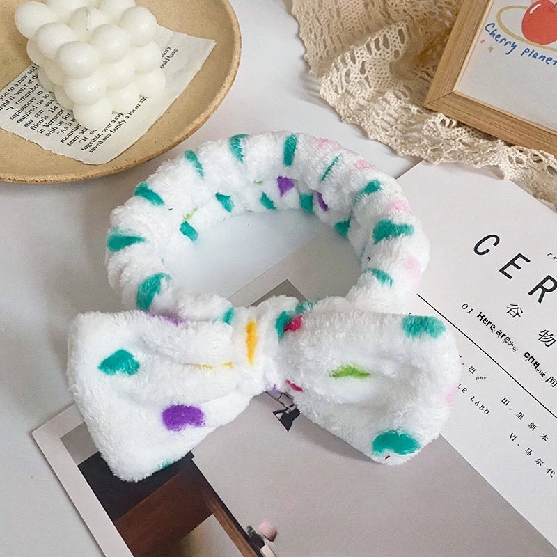 Leopard Stripe Bow Hair Band Women’s Face Washing Sports Hair Band Coral Fleece Hair Accessories