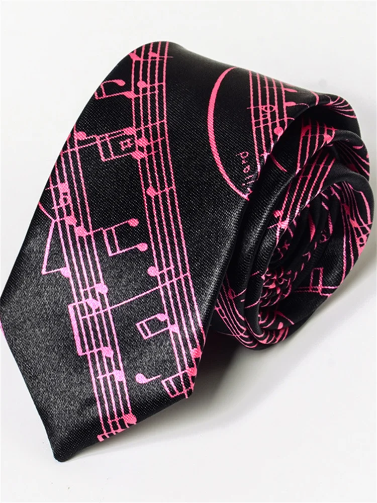 Elegant Music Notes Graphic Satin Tie