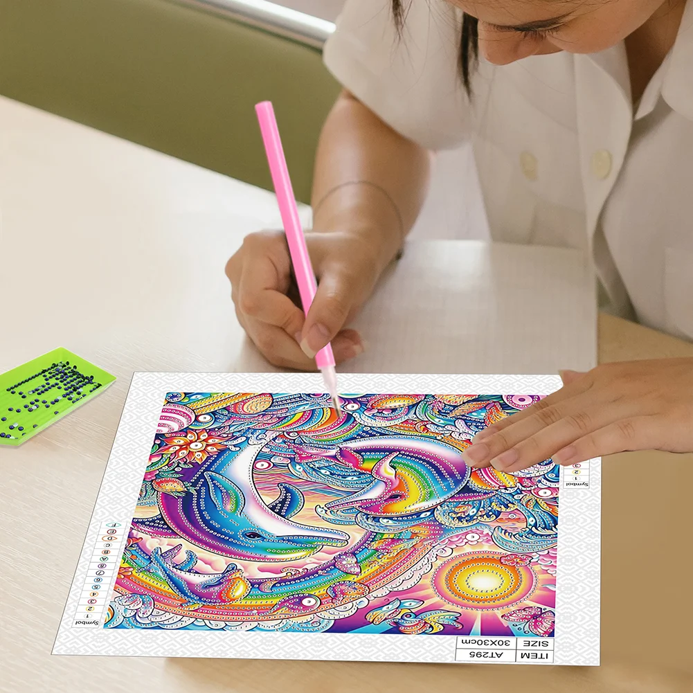 Diamond Painting - Partial Special Shaped Drill - Dolphin(Canvas|30*30cm)