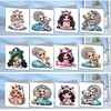 12Pcs Little Girl DIY Diamond Painting Greeting Cards for Adult Holiday Gifts