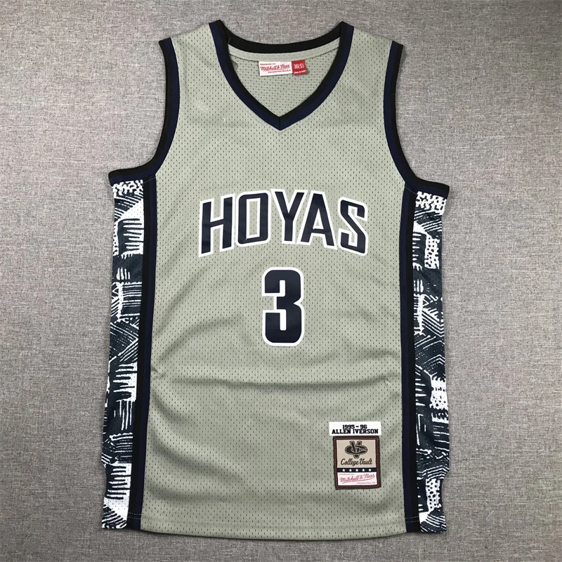 Men's Georgetown Hoyas Allen Iverson #3 NCAA Gray Basketball Jersey