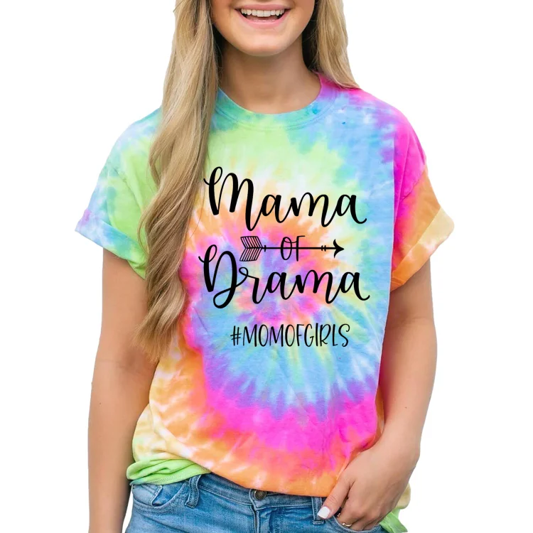 Women Funny Tie Dye mama of drama 02 Mens Short Sleeve Casual T-Shirt - Heather Prints Shirts