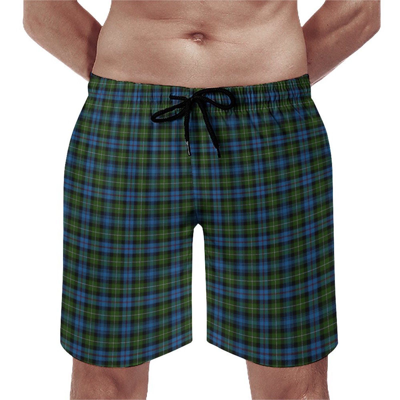 Scottish Clan Mackenzie Tartan Elegant Men's Swim Trunks Summer Board Shorts Quick Dry Beach Short with Pockets