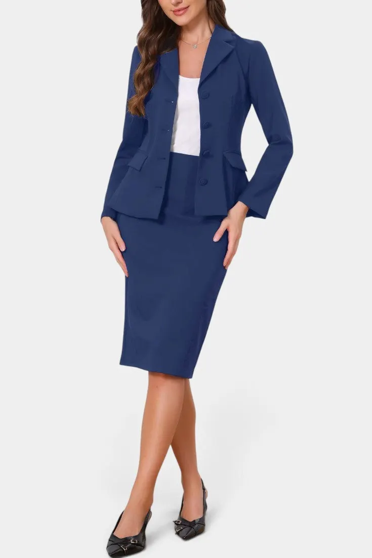 Structured Blazer with Pencil Skirt Ensemble