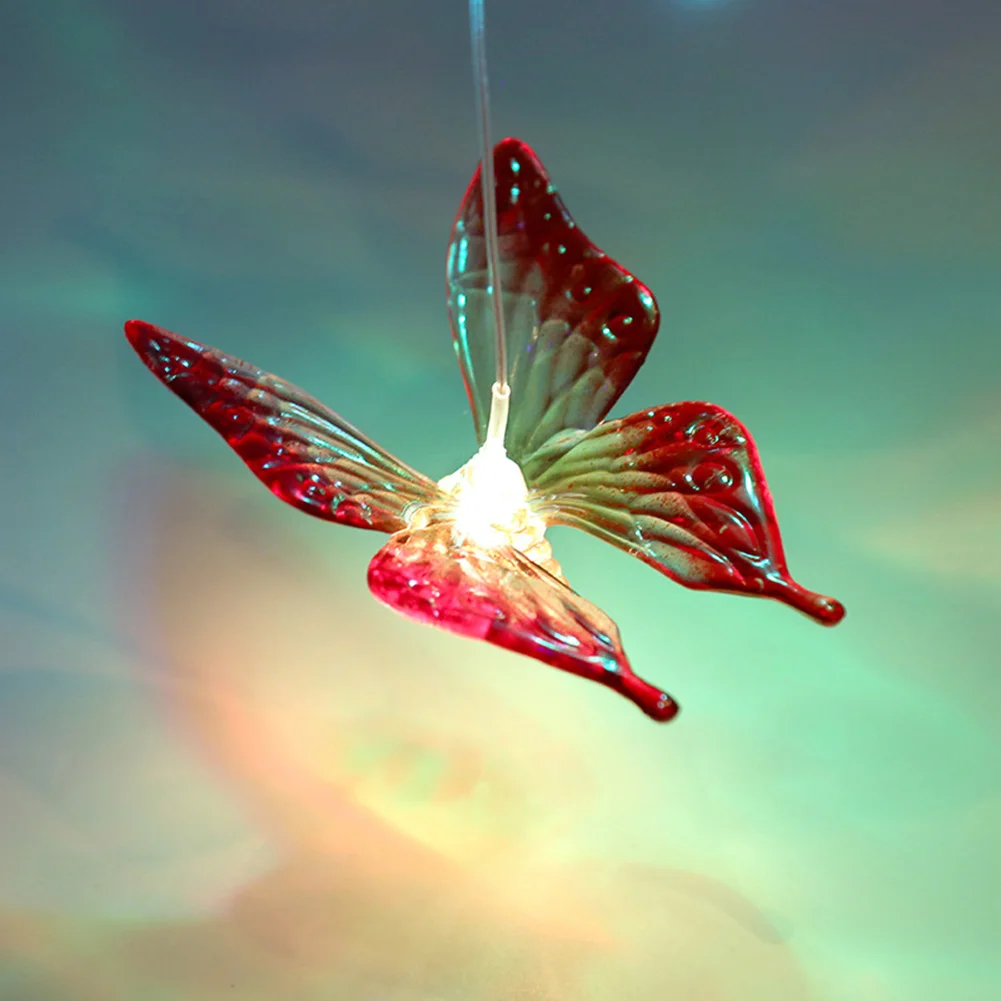 LED Solar Wind Chime Butterfly Light Color Changing IP65 Hanging Lamp (A)