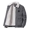 Men's Corduroy Fleece Lined Trucker Jacket Warm Sherpa Lapel Collar Full-Zip Cargo Outerwear Coat by Inlyline