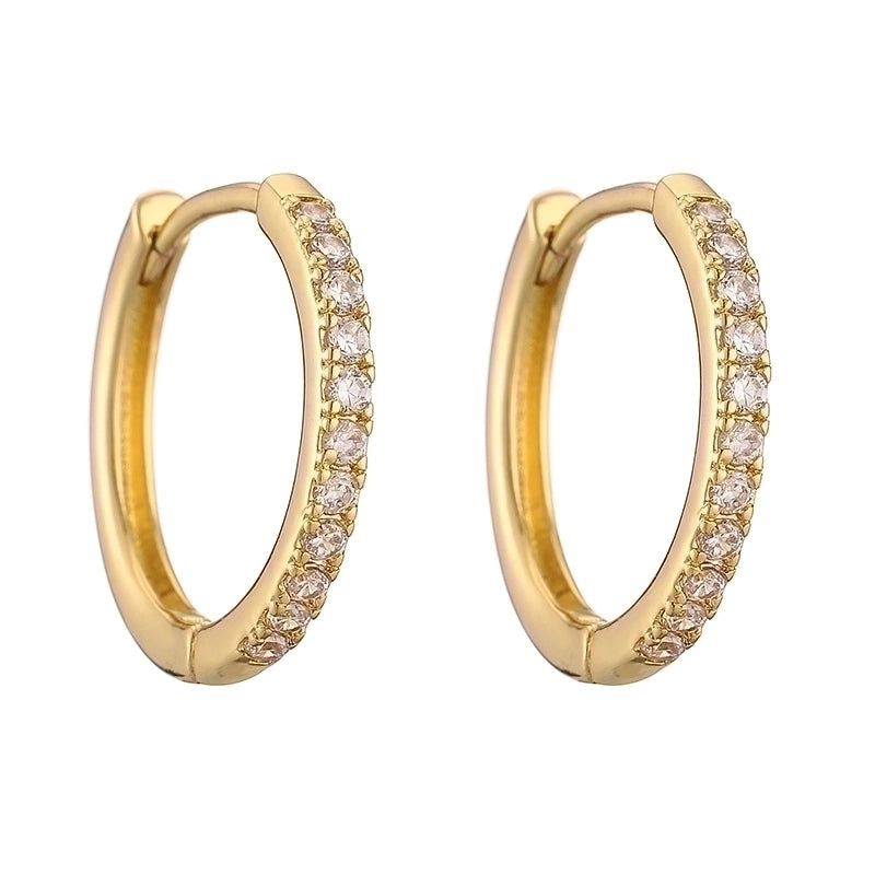 1 Pair Casual Minimalist Classic Style Round Plating Inlay Copper Zircon 18k Gold Plated Hoop Earrings