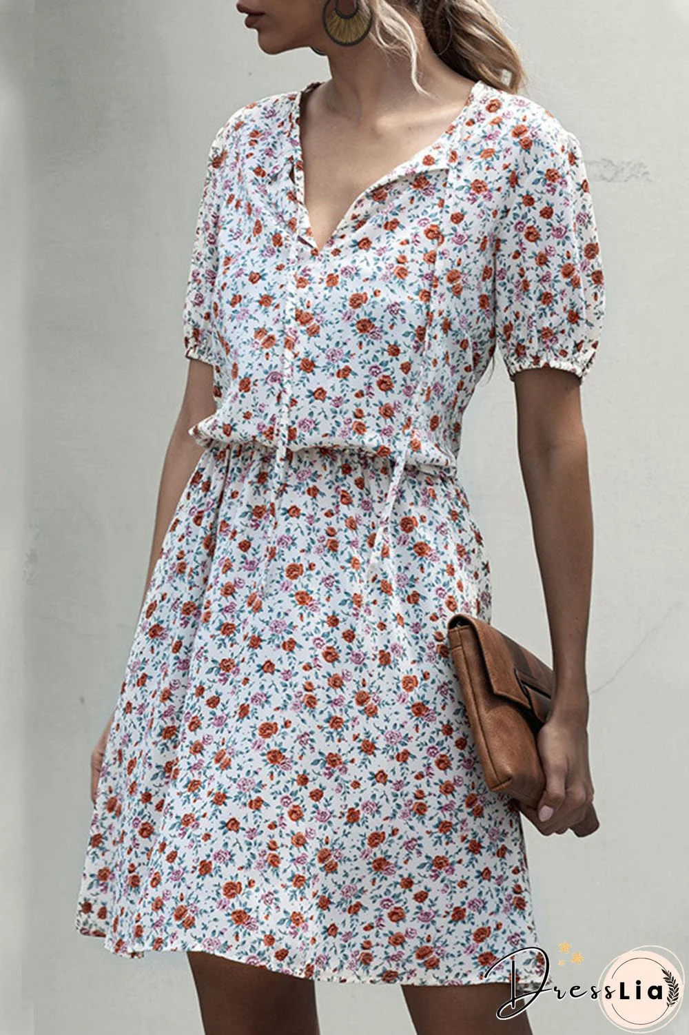 Fashion Casual Print Split Joint V Neck A Line Dresses