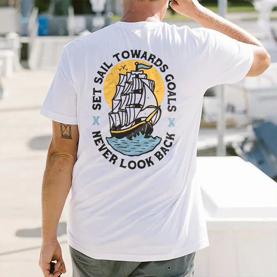 Set Sail Towards Goals Printed Men's T-shirt