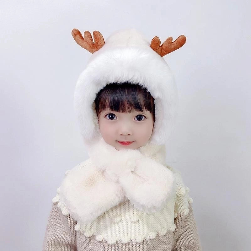 Winter Children’s Hat Scarf Integrated Thickened Warm Baby Cute Baby Windproof Ear Protection Hat For Boys And Girls