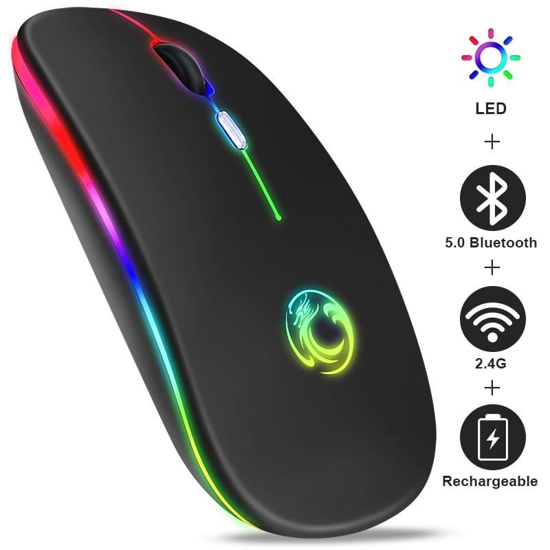 LED Backlit Wireless Bluetooth Mouse Silent RGB Rechargeable Ergonomic