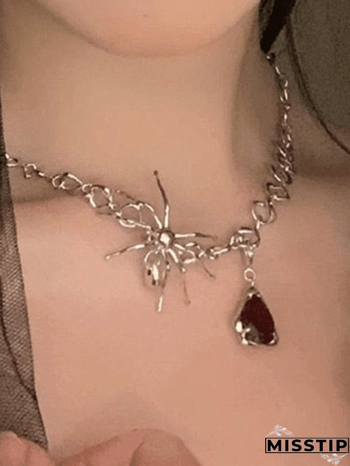 Spider Drop Pendant Chain Necklace