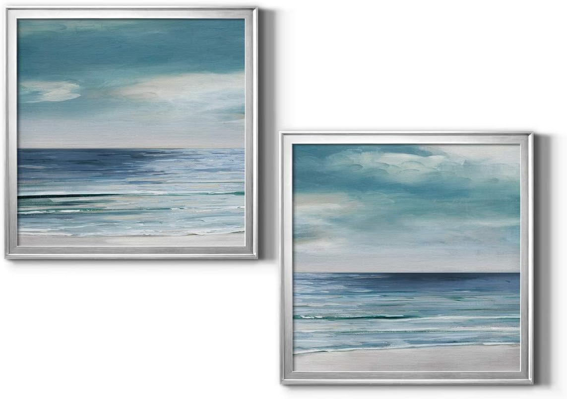 Neutral Color Wall Art, Wall Dcor Canvas, Beaches, Floral, Animals, Bohemian, & Vintage Styles, Ready to Hang -Silver Framed, Blue Silver Framed, Shore I 22X22 22X22