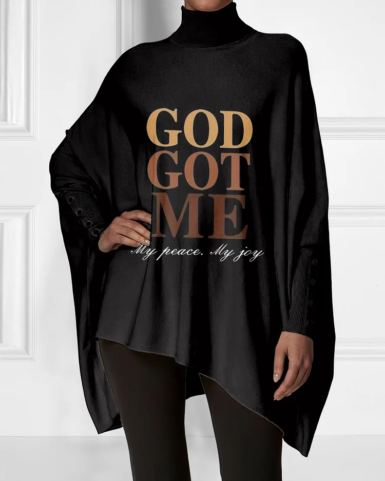 God Got Me Irregular High Neck Top