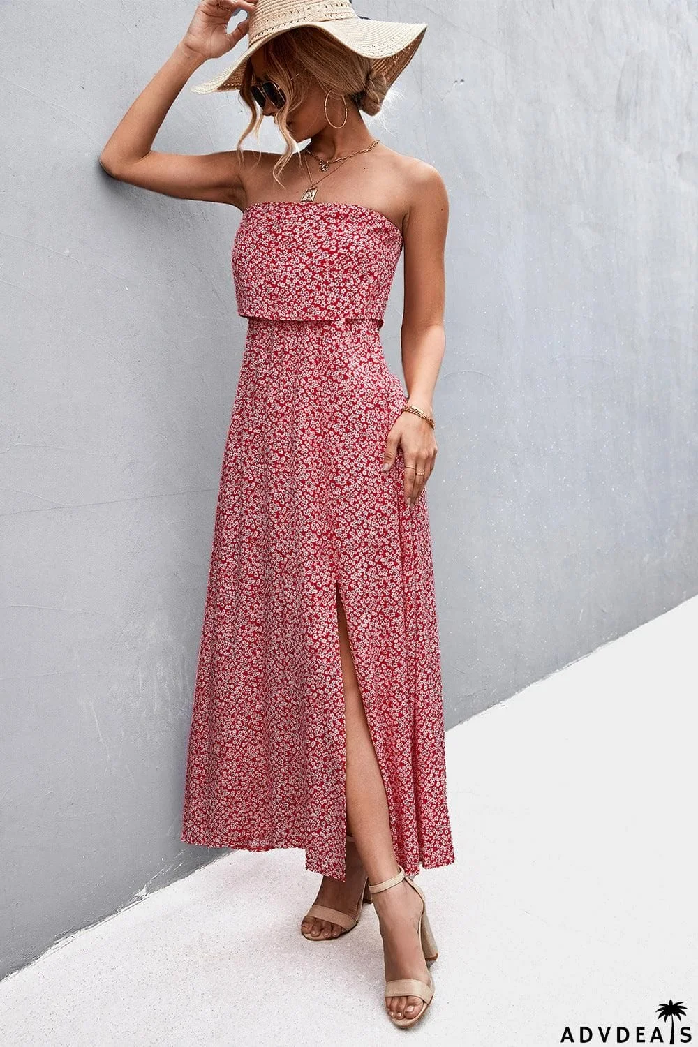 Strapless Split Maxi Dress
