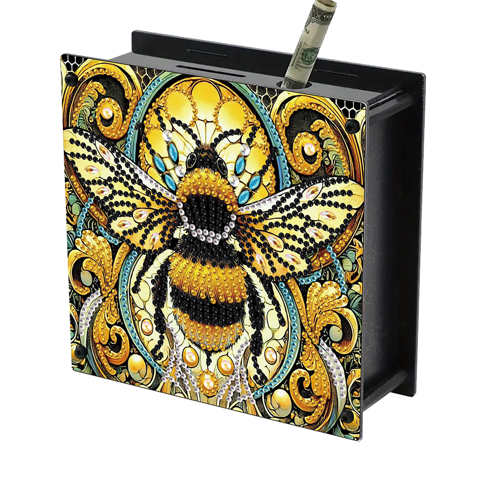 Wooden Bee DIY Diamond Painting Change Holder Case Ornament for Home Decor