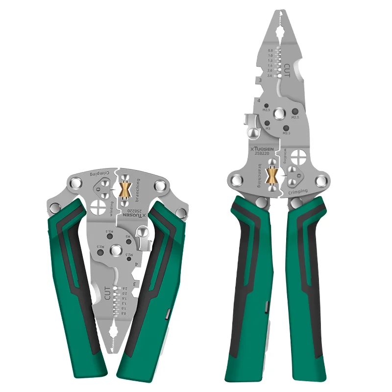 Electric Pencil-Style Wire Strippers, Multi-Purpose Large Opening Pliers, Adjustable Cable Wrap, Steel, PVC, Metric