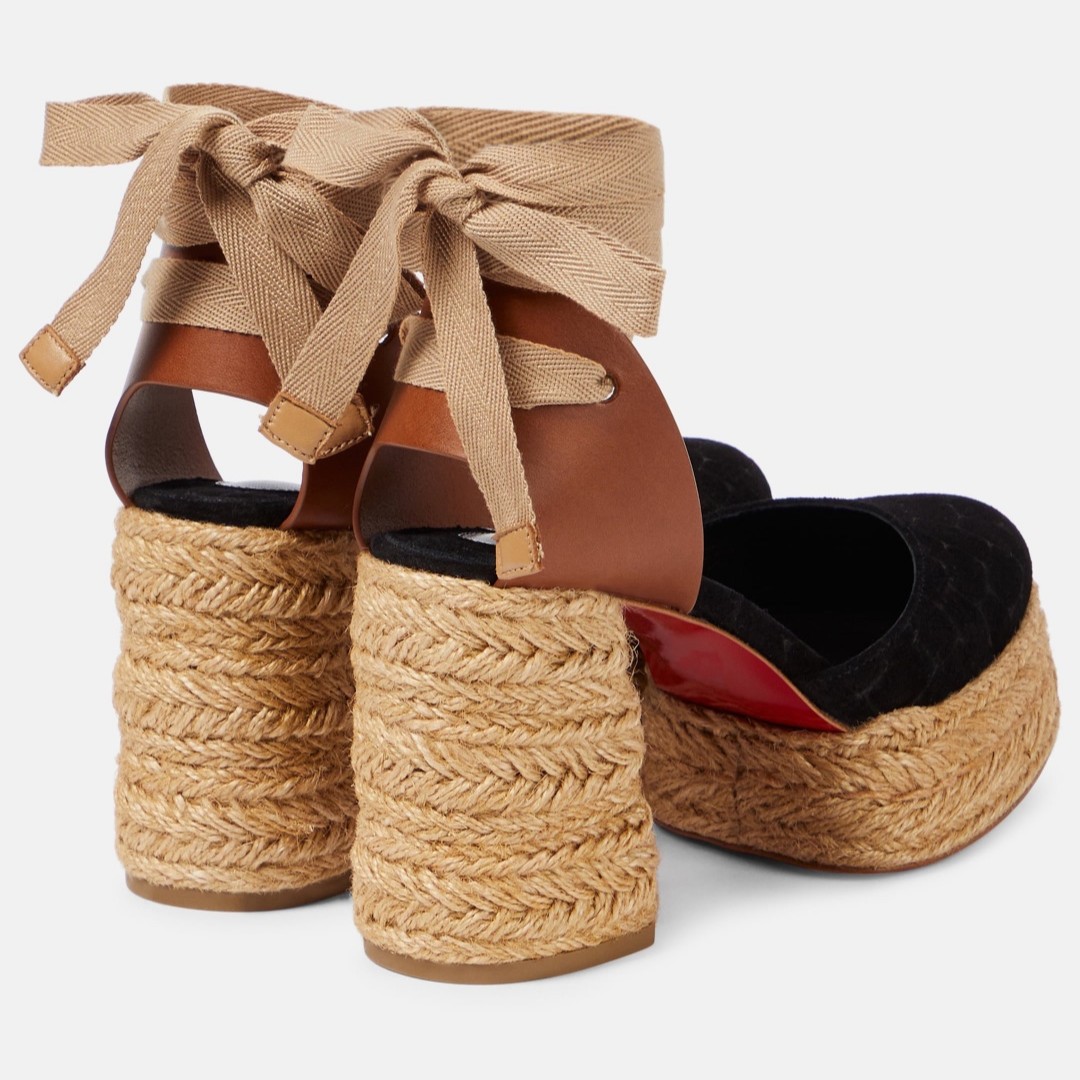 85mm Women's Chunky Red Bottom Sandals Waterproof Platform Straw Rope Sandals-MERUMOTE