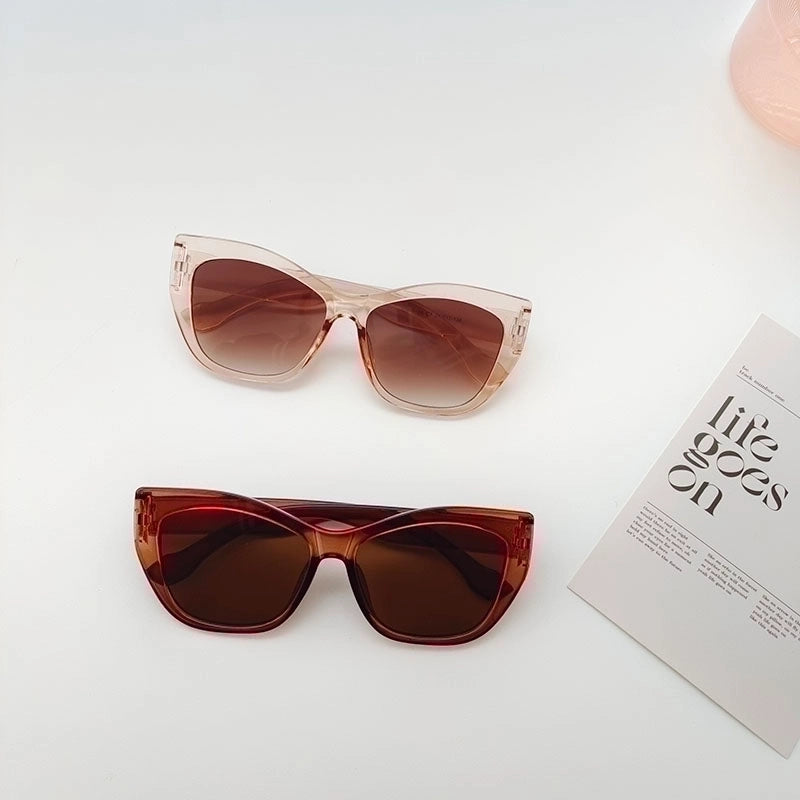 Vacation Solid Color Pc Resin Cat Eye Full Frame Women’s Sunglasses