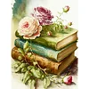 Fleurs et livres-plein rond diamant peinture-30 * 40cm