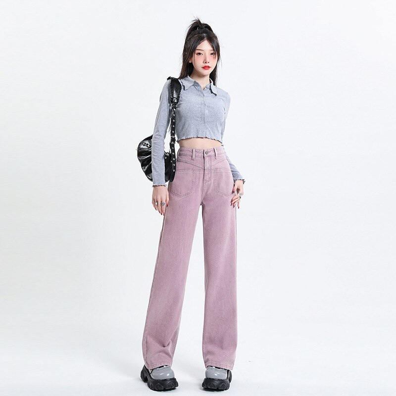 Hedirax costumes for women hot Straight Leg Jeans For Women High Waist 2025 Trend Denim Pants Mom Jean Baggy Wide Leg Pants Casual Girls Trousers Oversize