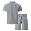 Men's Casual Jacquard Short-Sleeve Polo Shirt & Shorts Two-Piece Set by Inlyline