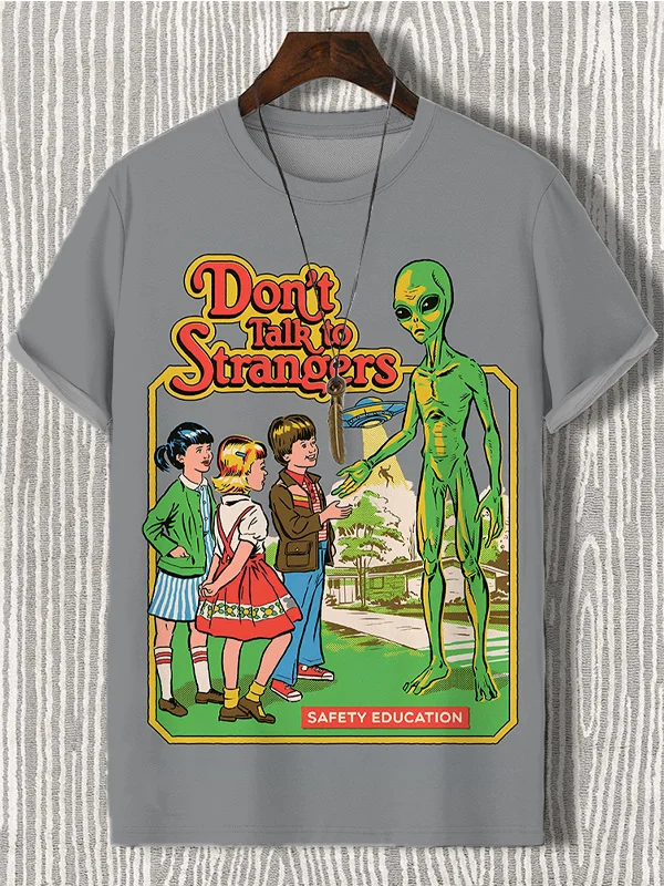 Men's Don't Talk To Strangers Illustration Print Casual T-Shirt