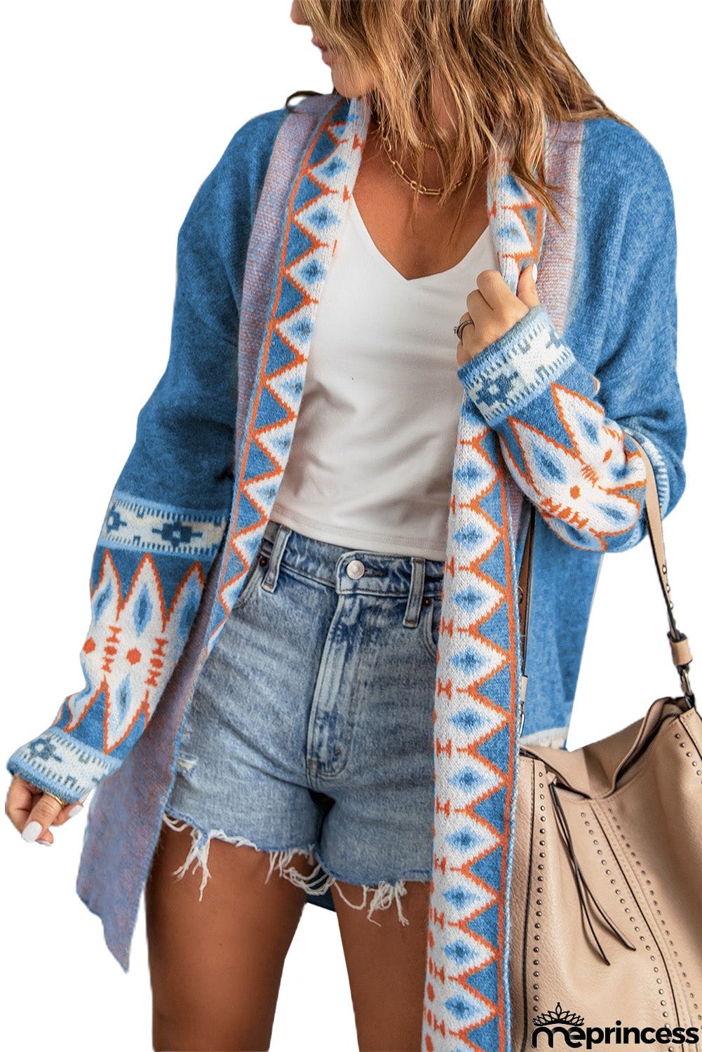 Blue Aztec Print Cardigan