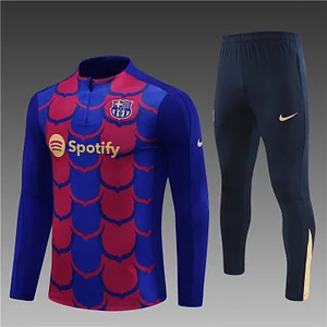 2024/2025 Barcelona Half Training Jersey Red and Blue Camouflage Kit