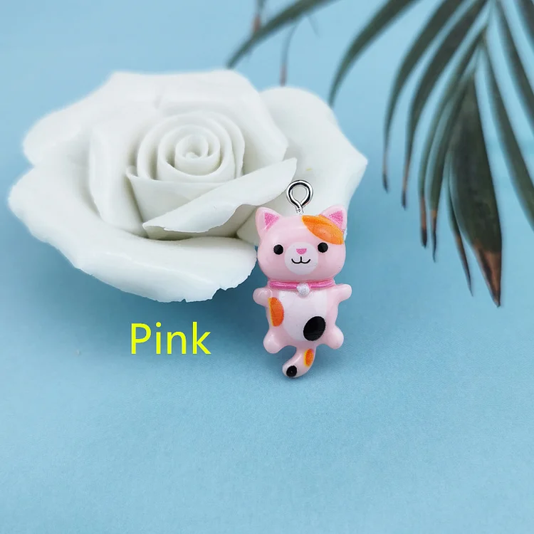 10pcs/pack Kawaii Cat Charms Pendants for Jewelry Making Animal Kitten Resin Charms Jewlery Findings DIY Craft