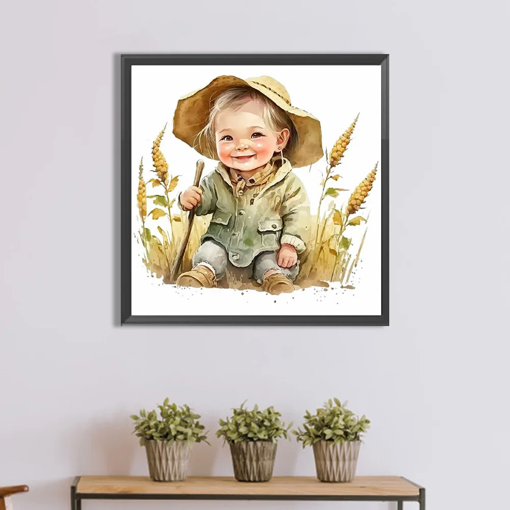 Diamond Painting - Full Round Drill - Farm Cowboy Kids(Canvas|30*30cm)