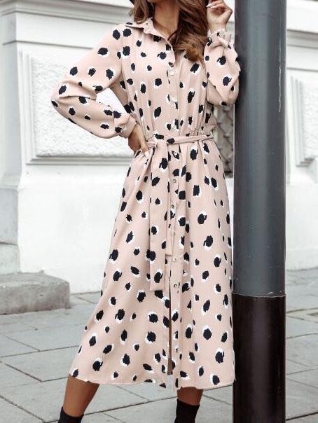 Women Half Sleeve V-neck Solid Color Dress