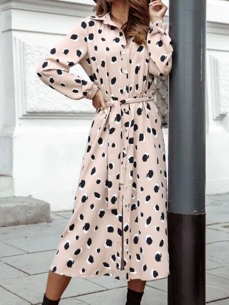 Women Half Sleeve V-neck Solid Color Dress