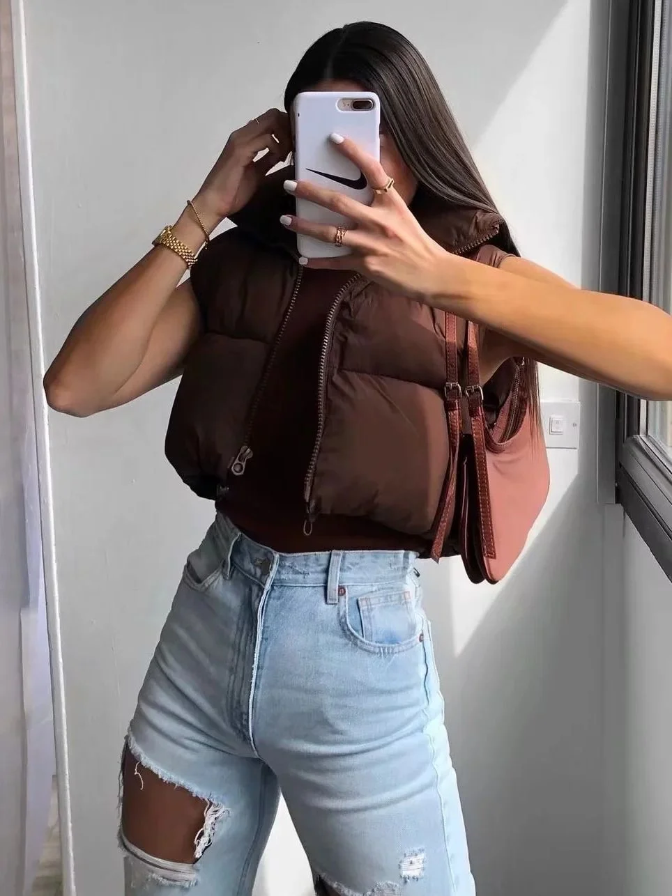 Nigikala Nigikala Color Women's Clothing 2025 Spring And Autumn 2025 New Cotton Vest Zippered Arma A8BS9263