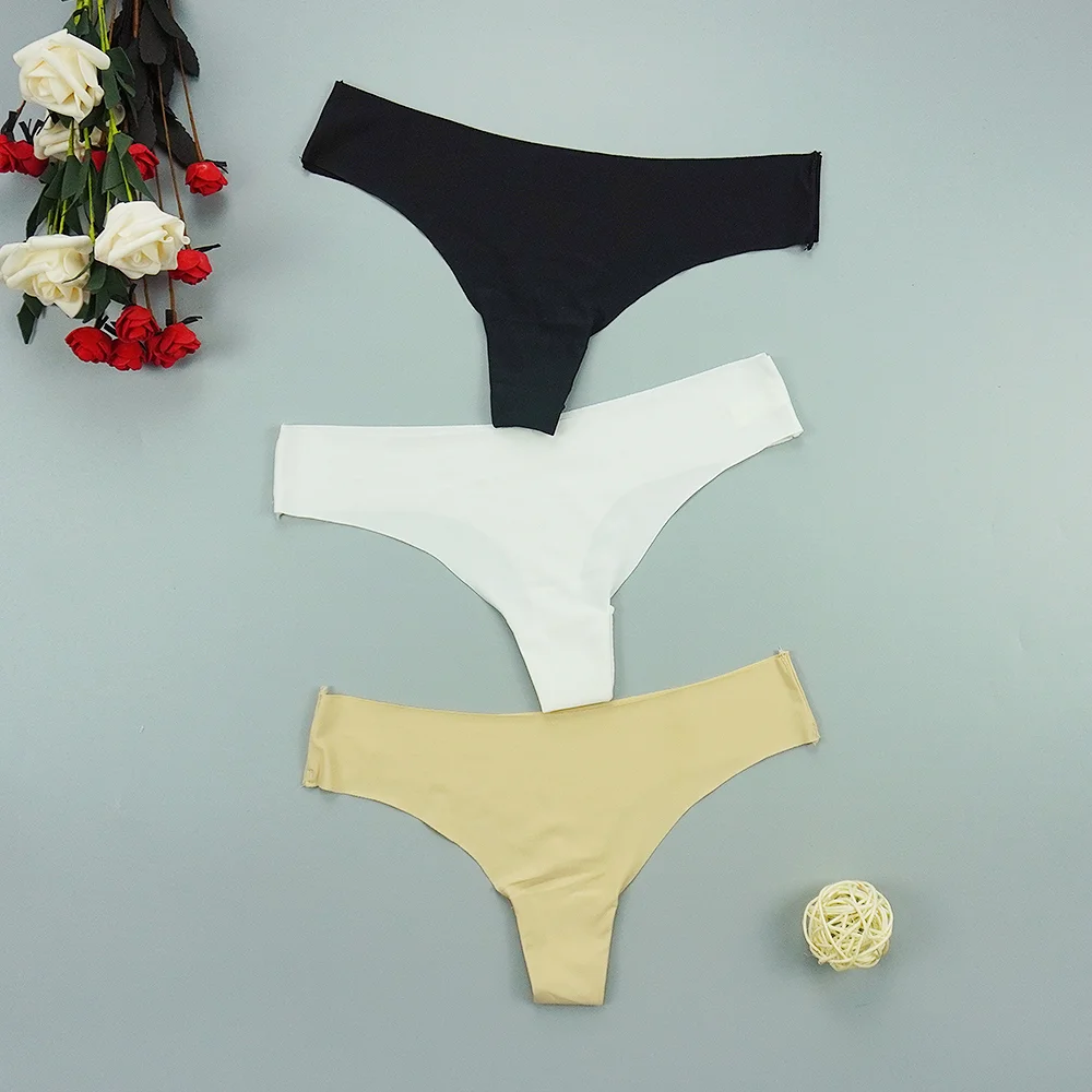 Billionm Seamless Thongs Sexy Ice Silk Panties String Woman Underwear Sports Panty Intimate Low-rise Underpants Tback